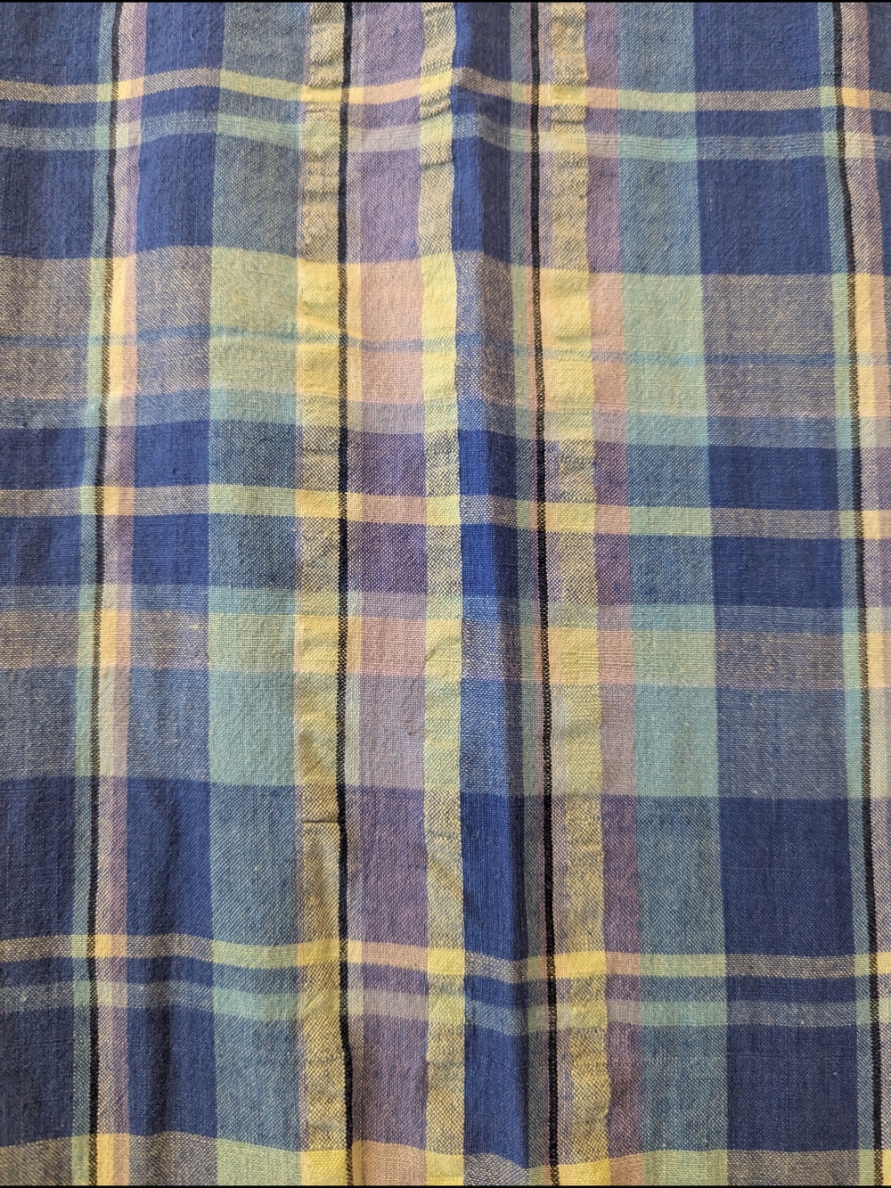 Vintage 90s Blue Plaid Midi Maxi Button Front Cotton Dress Cottagecore Country S - Picture 13 of 13
